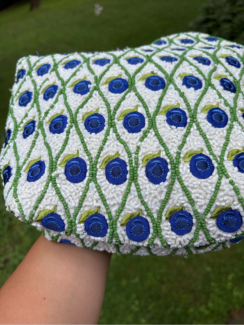 NWT Viral Beaded Blueberry Peacock Bag Handcrafted In India - Picture 6 of 8